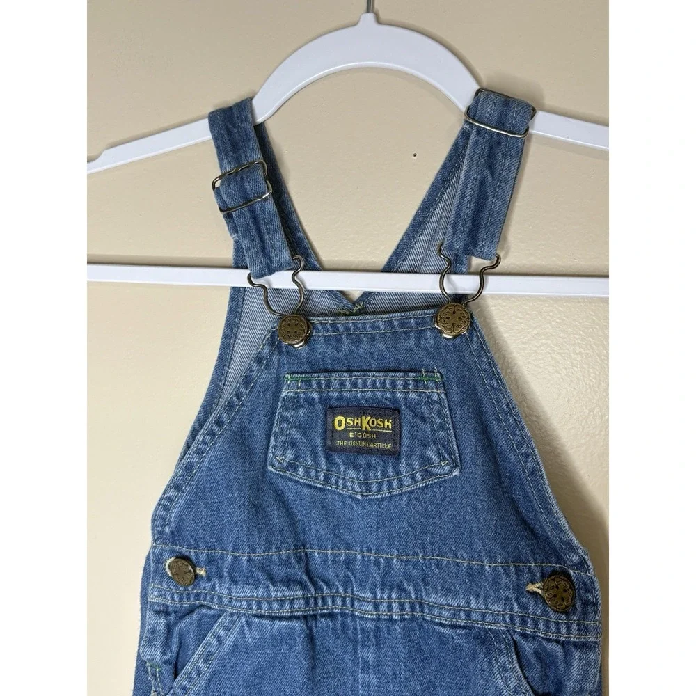 Vintage 90s Made In USA Oshkosh B'Gosh 24M Denim‎ Overalls Vestbak
